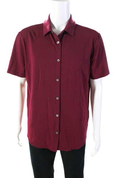 Emporio Armani Men's Collared Short Sleeves  Button Down Shirt Red Size XXL