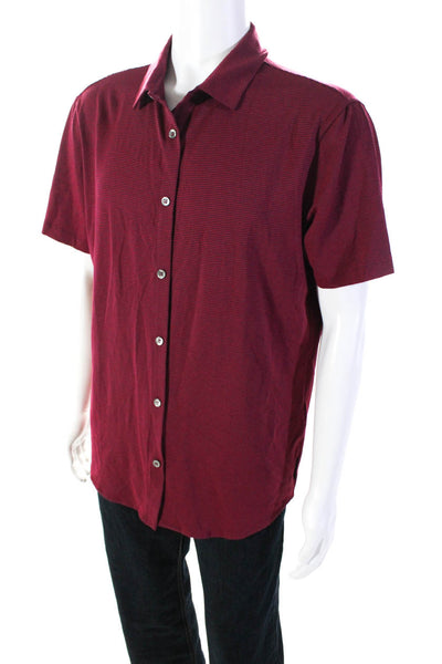 Emporio Armani Men's Collared Short Sleeves  Button Down Shirt Red Size XXL