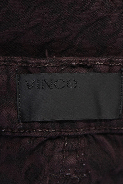 Vince Womens Abstract Print Mid Rise Slim Straight Jeans Purple Size 27