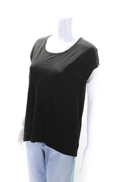 Michael Kors Womens Wool Round Neck Short Sleeve Pullover Knit Top Black Size M