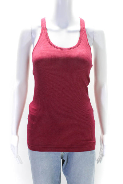 Lululemon Womens Ribbed Scoop Neck Racerback Activewear Tank Top Pink Size S