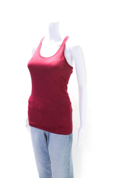 Lululemon Womens Ribbed Scoop Neck Racerback Activewear Tank Top Pink Size S