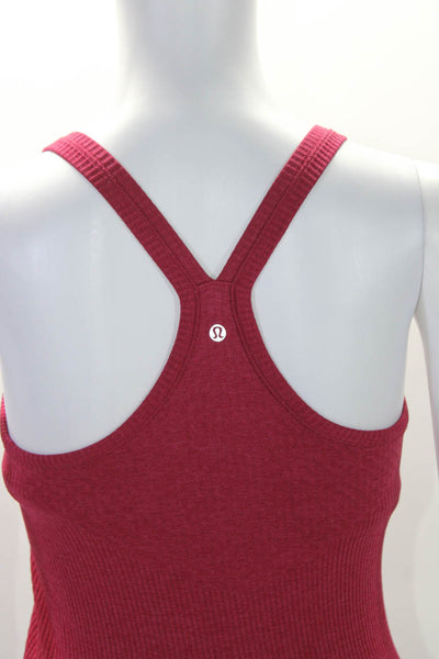 Lululemon Womens Ribbed Scoop Neck Racerback Activewear Tank Top Pink Size S