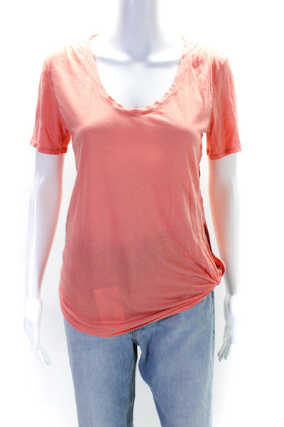 Lululemon Womens Asymmetrical V-Neck Short Sleeve T-Shirt Top Orange Size M