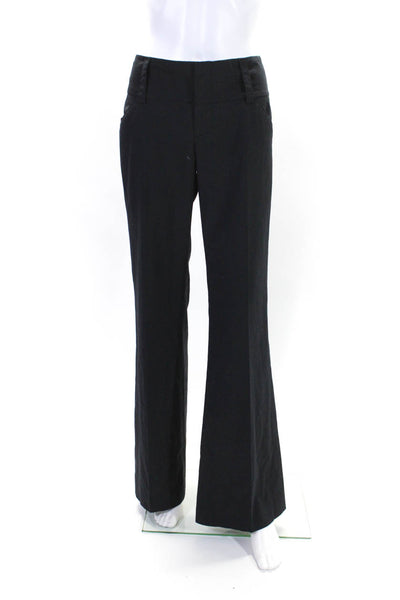 Alice + Olivia Womens Pinstriped Low-Rise Flared Pants Trousers Navy Size 6