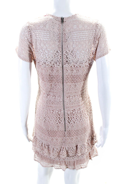 Parker Womens Short Sleeve Lace Mini Sheath Dress Light Pink Size Medium