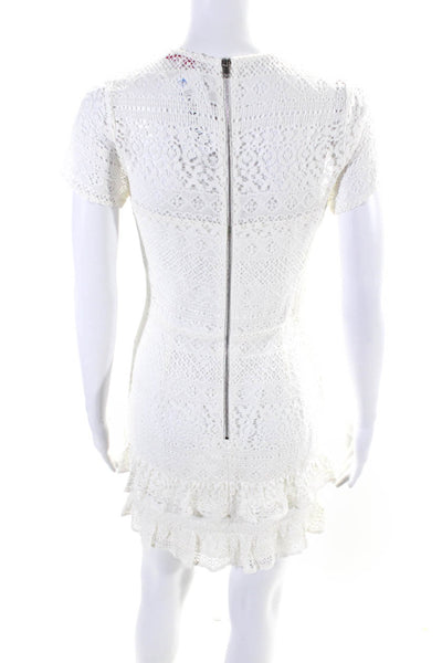 Parker Womens Short Sleeve Lace Mini Sheath Dress White Size Small