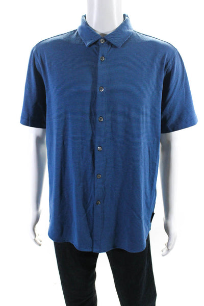 Emporio Armani Mens Short Sleeve Striped Jersey Polo Shirt Blue Size XXL