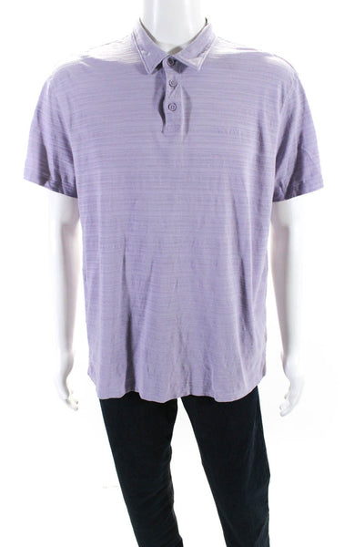 John Varvatos Mens Short Sleeve Knit Polo Shirt Dark Light Purple Cotton Size XL