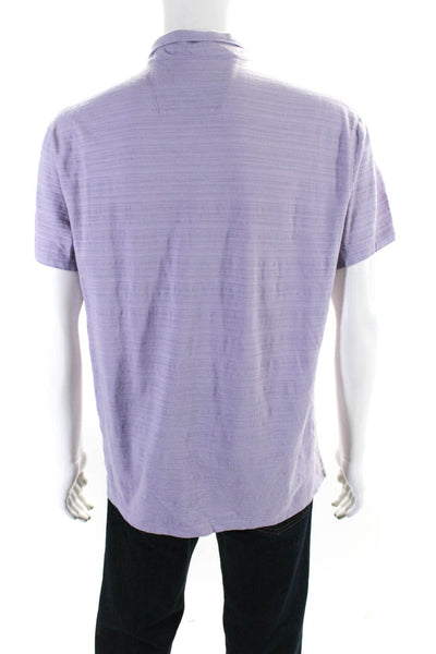 John Varvatos Mens Short Sleeve Knit Polo Shirt Dark Light Purple Cotton Size XL