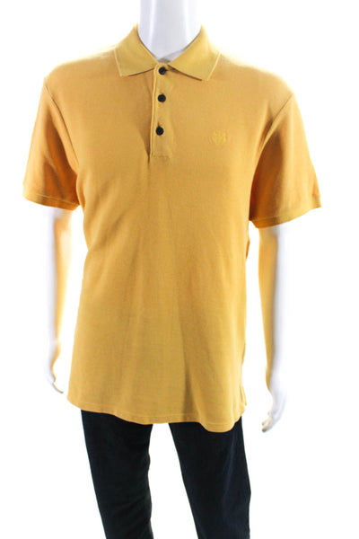 Rag & Bone Mens Short Sleeve Knit Pique Polo Shirt Yellow Cotton Size XL