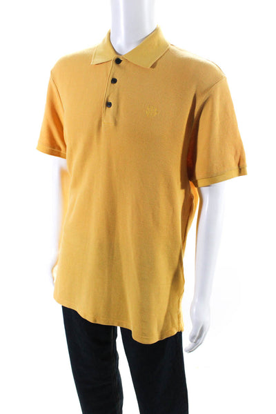 Rag & Bone Mens Short Sleeve Knit Pique Polo Shirt Yellow Cotton Size XL