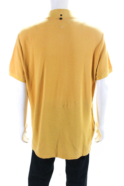 Rag & Bone Mens Short Sleeve Knit Pique Polo Shirt Yellow Cotton Size XL