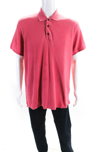 Rag & Bone Mens Short Sleeve Knit Pique Polo Shirt Pink Cotton Size Extra Large