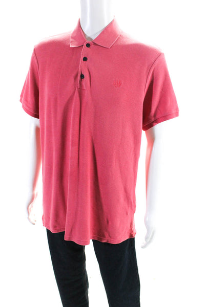 Rag & Bone Mens Short Sleeve Knit Pique Polo Shirt Pink Cotton Size Extra Large