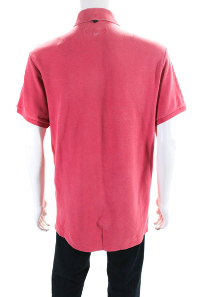 Rag & Bone Mens Short Sleeve Knit Pique Polo Shirt Pink Cotton Size Extra Large