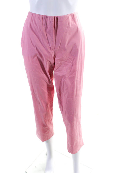 Prada Womens Cotton Straight Leg Mid Rise Lightweight Trousers Pink Size 42