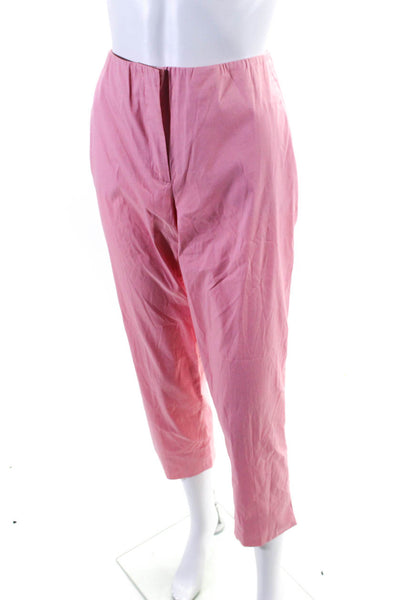 Prada Womens Cotton Straight Leg Mid Rise Lightweight Trousers Pink Size 42