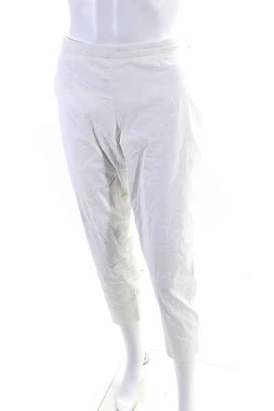 Prada Womens Cotton Side Zip Tapered Ankle Slit Trousers White Size 44