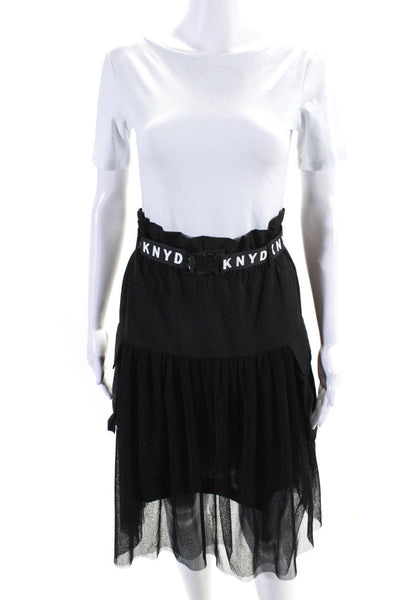 DKNY Women's Paper Bag Waist Belted Cargo Pockets Midi Skirt Black Size M