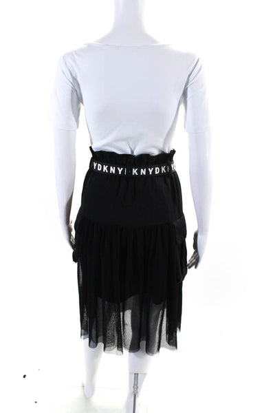 DKNY Women's Paper Bag Waist Belted Cargo Pockets Midi Skirt Black Size M