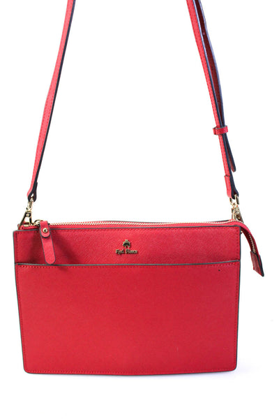 Brooks Brothers Red Fleece Womens Leather Detachable Crossbody Bag Red Size S