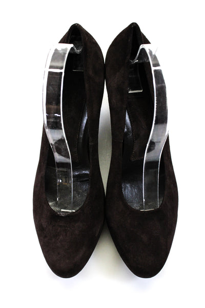 Robert Del Carlo Womens Suede Slide On Classic Pumps Dark Brown Size 39.5 9.5