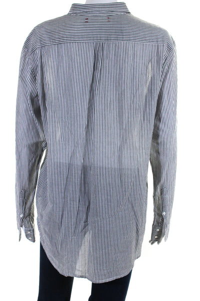 Xirena Womens Striped Button Down Long Sleeves Shirt Gray White Size Extra Small