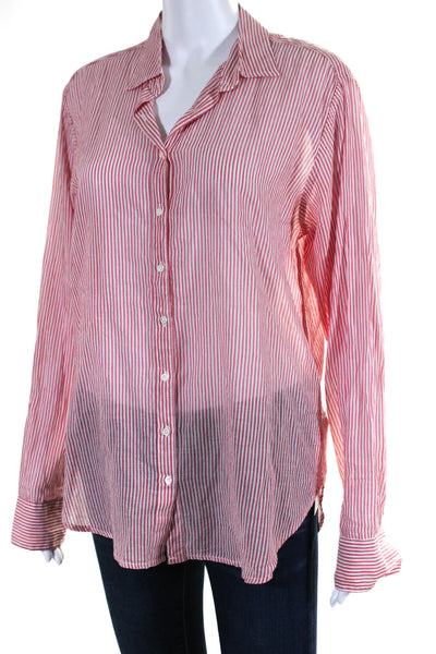 Xirena Womens Striped Button Down Shirt Red White Cotton Size Extra Small