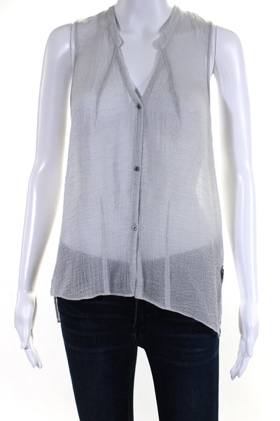 Helmut Lang Womens Sleeveless Button Down Tank Top Light Gray Size Small