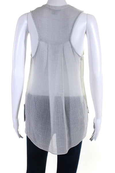 Helmut Lang Womens Sleeveless Button Down Tank Top Light Gray Size Small