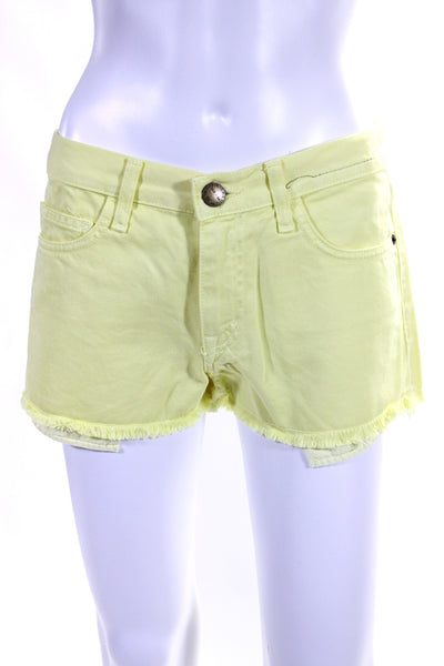 Current/Elliott Womens Denim Cut Off Boyfriend Shorts Elfin Yellow Cotton Size 2