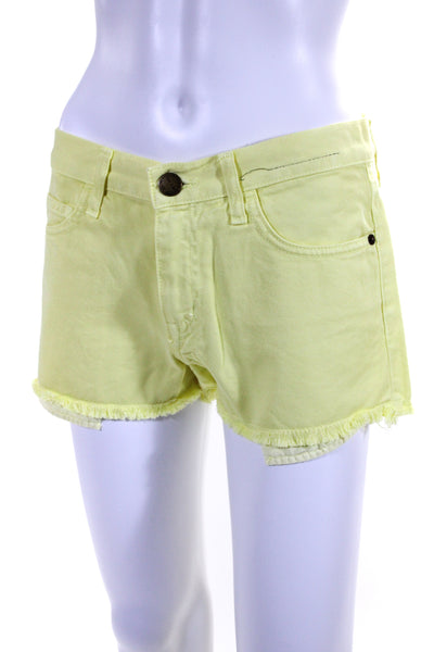 Current/Elliott Womens Denim Cut Off Boyfriend Shorts Elfin Yellow Cotton Size 2