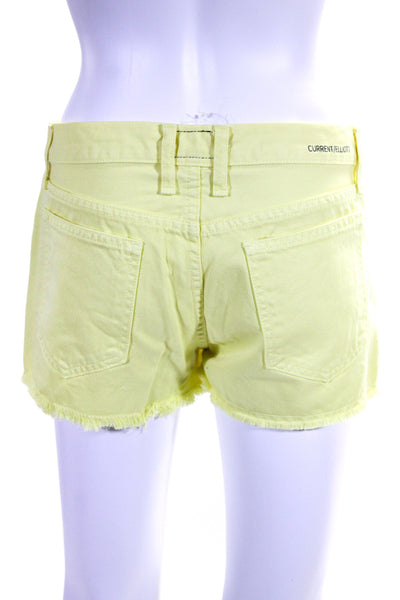 Current/Elliott Womens Denim Cut Off Boyfriend Shorts Elfin Yellow Cotton Size 2