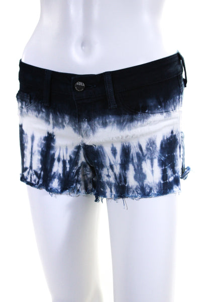 Sold Design Lab Womens Tie Dye Print Baby Shorts Blue White Cotton Size 26