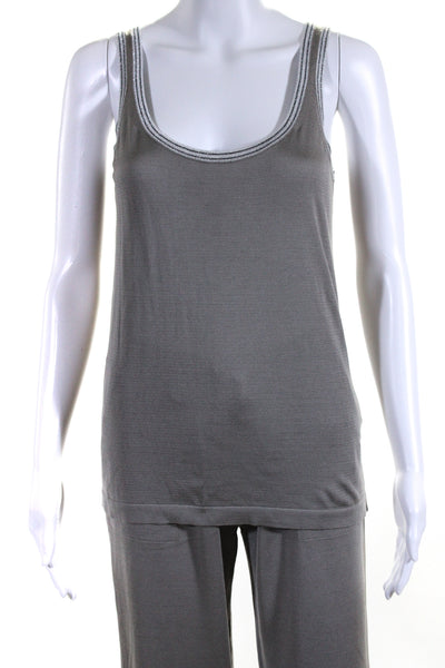 ELEVENTY Platinum Womens Silk Tank Top Sweat Suit Gray Size Large/Small