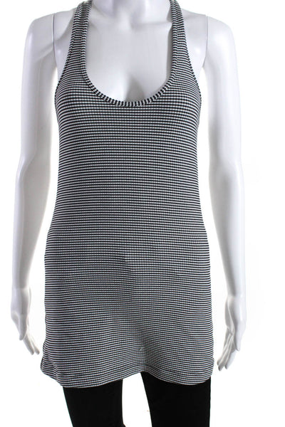 Lululemon Womens Check Print Scoop Neck Sleeveless Tank Top Black White Size 6