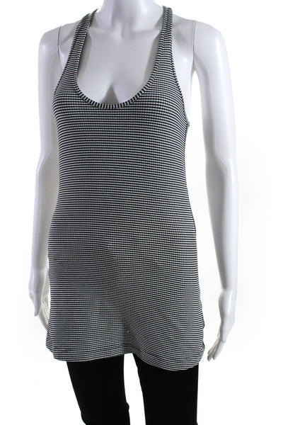 Lululemon Womens Check Print Scoop Neck Sleeveless Tank Top Black White Size 6