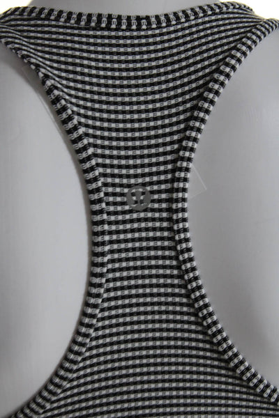 Lululemon Womens Check Print Scoop Neck Sleeveless Tank Top Black White Size 6