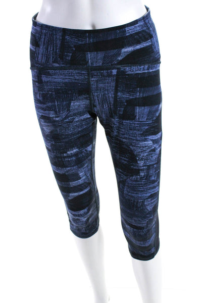 Lululemon Womens Abstract Print Pull On Mid Rise Capri Leggings Dark Blue Size 8