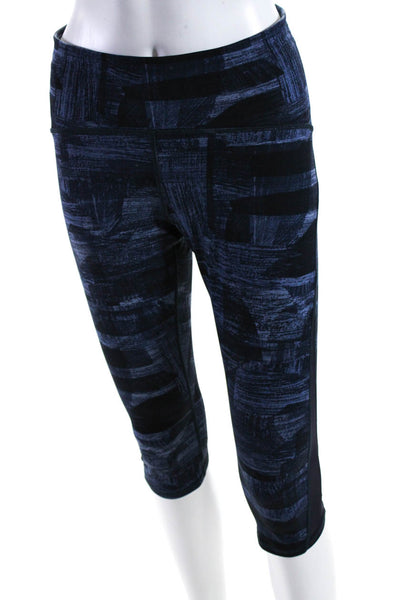 Lululemon Womens Abstract Print Pull On Mid Rise Capri Leggings Dark Blue Size 8