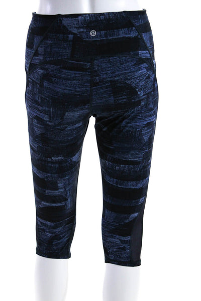 Lululemon Womens Abstract Print Pull On Mid Rise Capri Leggings Dark Blue Size 8