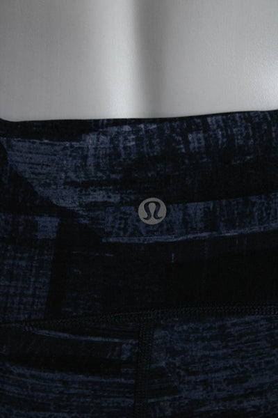 Lululemon Womens Abstract Print Pull On Mid Rise Capri Leggings Dark Blue Size 8