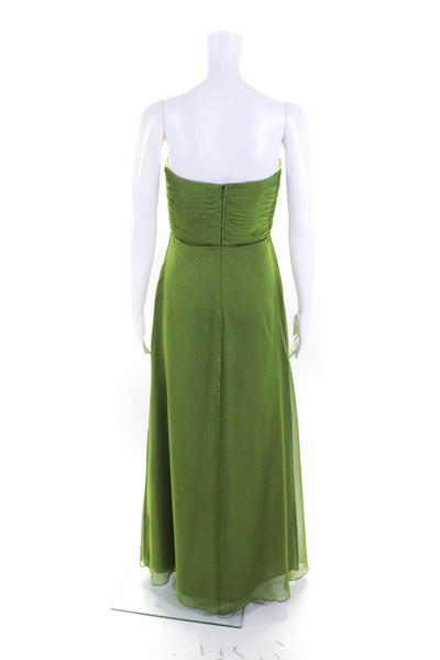 Bari Jay Womens Green Ruffle Detail Strapless Zip Back Gown Dress Size 8