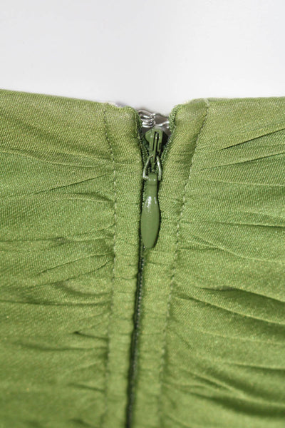 Bari Jay Womens Green Ruffle Detail Strapless Zip Back Gown Dress Size 8