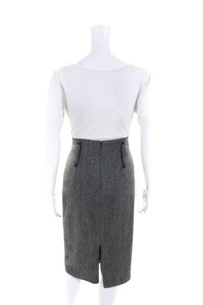 Robert Rodriguez Womens Gray Wool Herringbone Knee Length Pencil Skirt Size 4