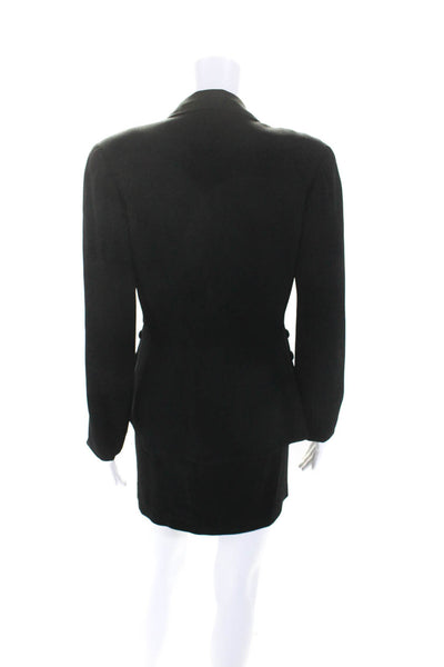 Zelda Womens Solid Black Button Detail Long Sleeve Blazer Skirt Suit Set Size 6