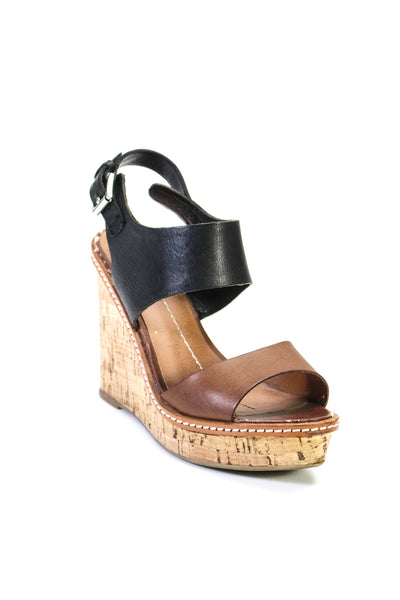 Dolce Vita Women's Ankle Strap Platform Wedge Sandals Brown Black Size 6