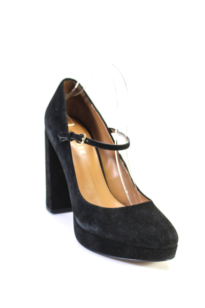 Coach Womens Leather Suede Almond Toe Goldie Mary Jane Heels Black Size 10US