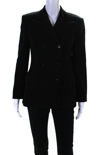 Ralph Lauren Collection Women's Double Breasted Wool Blazer Jacket Black Size 4